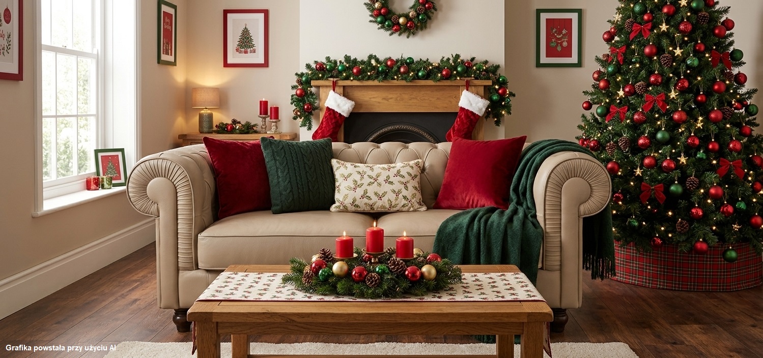 Weihnachtliche Dekoration in klassischem Rot und Grün